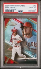 2021 Topps Gold Label # 52 Mike Trout Class 1 Red  /75 PSA 10 Angels