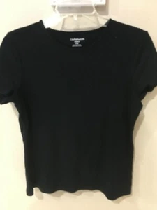 Croft & Barrow Women’s PM Black Short Sleeve T-shirt crewneck NEW - Picture 1 of 5