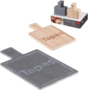 Mini Tapas Serving Board – Slate & Bamboo – Set of 2 | Cheese, Charcuterie & Tas - Picture 1 of 9
