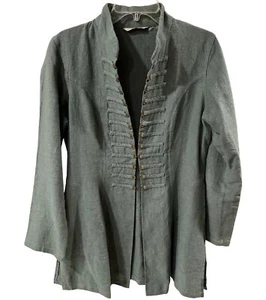 Soft Surroundings Jacket Sz Small Sheffield Linen Duster Coin Military Longline - Picture 1 of 10
