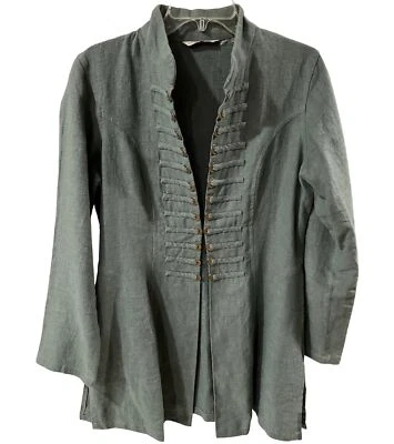 Soft Surroundings Jacket Sz Small Sheffield Linen Duster Coin Military Longline - Image 1 of 4