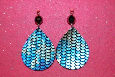 Серьги-хрустальные бусины-крючки из стерлингового серебра 925 пробы с принтом русалки каплевидная кожа - Изображение 1 из 4