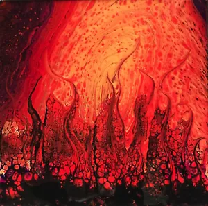 Pelé's Jungle II - Pittura acrilica arte lava eruzione vulcano - Made in Hawaii - Foto 1 di 1