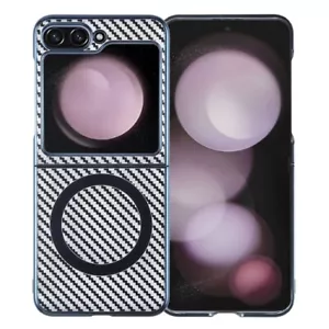 For Samsung Galaxy Z Flip6 6D Plated Carbon Fiber Clear Magsafe PC Phone Case - Photo 1 sur 2