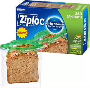 Ziploc Sandwich Bags with EasyGuide Texture, 280 Count, Snack & Storage - Picture 1 of 7