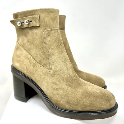 Bota Rag & Bone Soren para Mujer 37 EE. UU. 7 Beige Gamuza Tacón Grueso Cremallera Bronceada Silenciosa Lux Foto 1 de 4