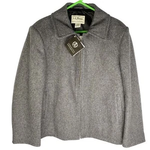 LL Bean Wool Jacket Mens Medium Gray Anchor Navy Sterlingwear Of Boston USA NWT - Picture 1 of 9