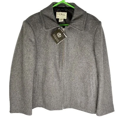 LL Bean Wool Jacket Mens Medium Gray Anchor Navy Sterlingwear Of Boston USA NWT - Image 1 of 4