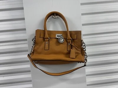 Michael Kors  Leather Tan/Luggage Hamilton Cross Grain Snap Shoulder Bag Satchel - Image 1 of 4