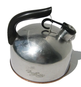 Vintage Revere Ware Copper Bottom 2 1/3 Qt Whistling Tea Kettle - Picture 1 of 8
