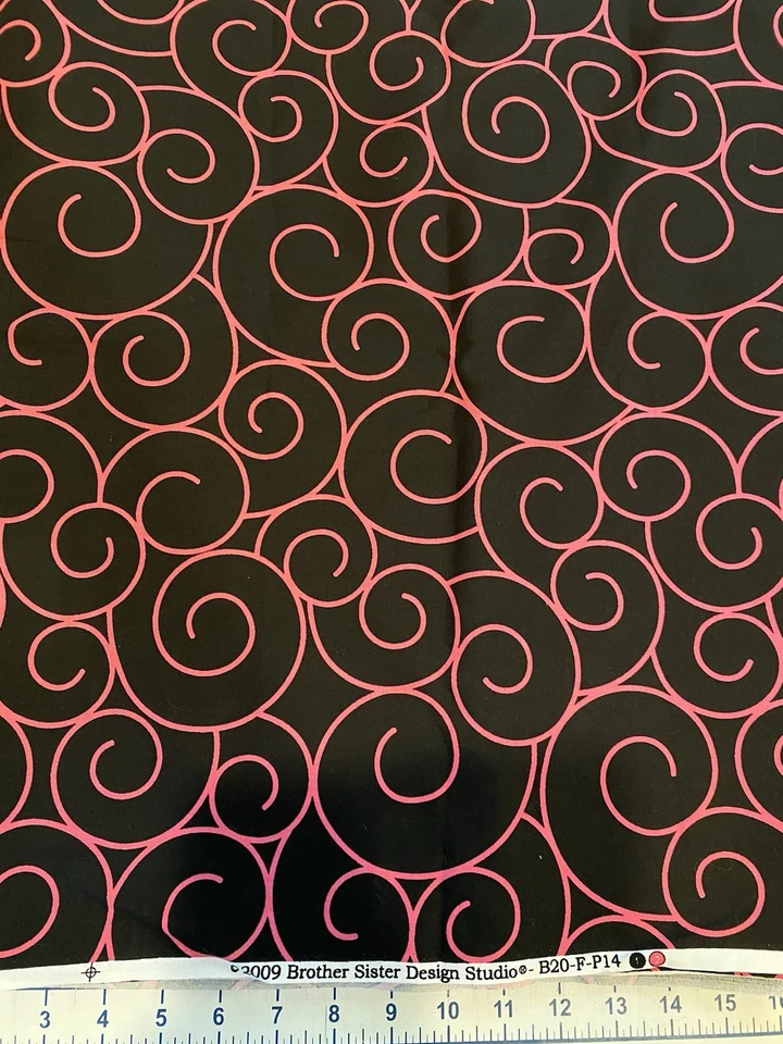 tela por yarda algodón rosa brillante y negro Foto 1 de 1