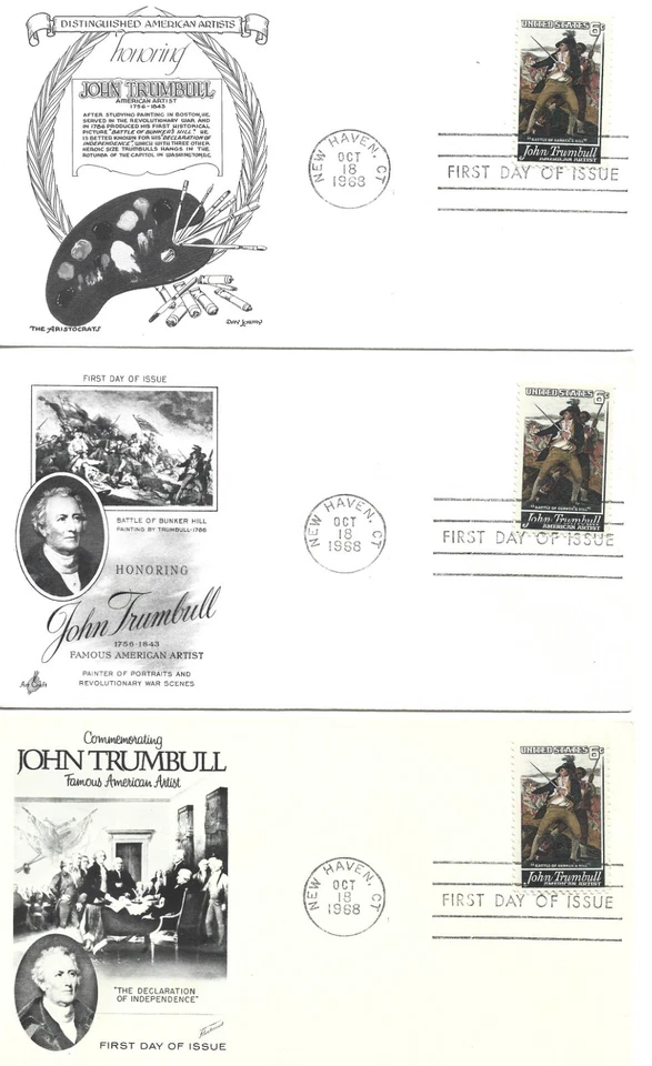 1968 FDC, J0HN TRUMBULL X3 - Image 1 of 1