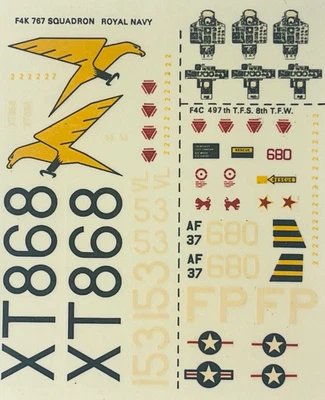 Decals  F-4 Phantom Modeldecal No.2 :1:72 Royal  Navy USAF : Robin Olds Part set - Image 1 of 3