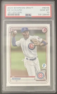 2020 Bowman Draft ED HOWARD 1st Edition Chicago Cubs PSA 10 - Picture 1 of 2