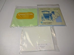 14 Stück Aida gezählter Kreuzstich Stoff 3 Stück grün blau weiß - Bild 1 von 2