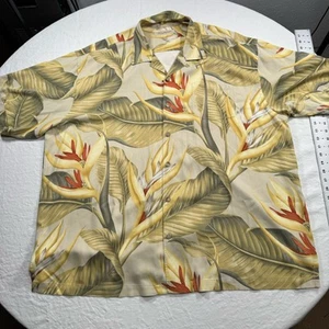 Tommy Bahama men’s 100% silk tiki Hawaiian floral short sleeve button up Sz 2 XL - Picture 1 of 8