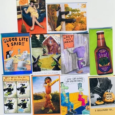 Variety Lot of 10 Adult Humor HALLOWEEN CARDS Funny Papyrus $40 RETAIL - Image 1 of 4