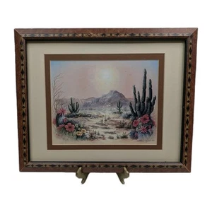 Vintage Home Interior Kathleen English Pitts Framed Southwestern Desert Cactus - Picture 1 of 22