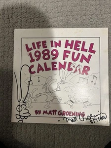 Calendario Life In Hell firmado por Matt Groening boceto certificado por la JSA auto Simpson - Imagen 1 de 5