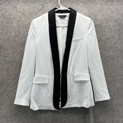 Blazer Alice + Olivia Mujer 2 Blanco Negro Esmoquin Chaqueta Chal Cuello Satinado Foto 1 de 4