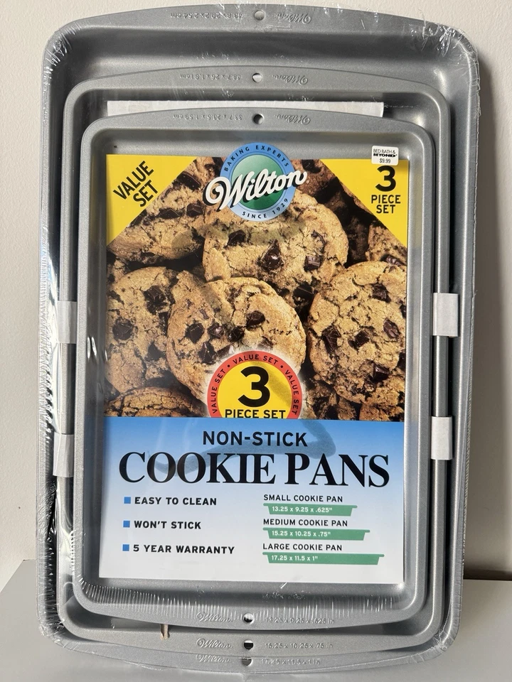 Wilton Non-Stick Cookie Pans, 3 Piece Value Set Small Medium Large New - Image 1 of 3