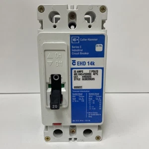 CUTLER-HAMMER EHD2020 20A 2POLE 480V SERIES C INDUSTRIAL CIRCUIT BREAKER - Picture 1 of 8