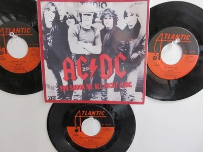 💥LOT OF 4 'AC/DC'  HIT 45's+1PICTURE [YOU SHOOK ME ALL NIGHT LONG] 70's&80's!💥 - Image 1 of 3