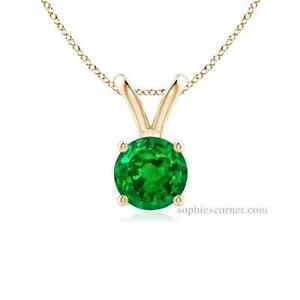 1.25 ct. Created Emerald Solitaire Pendant Necklace - Yellow Gold plated Silver