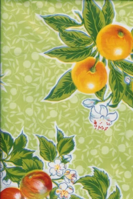 Oilcloth Fabric Summer Fruit Lime Green Pattern Sold in Yard or Bolt - Image 1 of 2