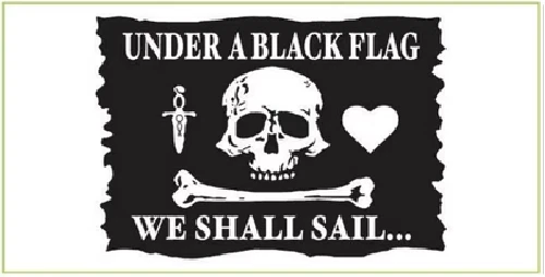 UNDER A BLACK FLAG WE SHALL SAILT PIRATE BLACK Vinyl Decal Bumper Sticker - Image 1 of 1