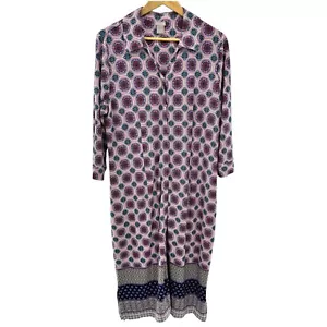 Vestido Camisa Chico's Estampado Medallón Chicos Talla 2 Grande 12 Rosa Azul Jersey - Imagen 1 de 6