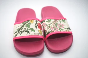 Gucci Cuero Recortado Estampado Floral Goma Toboganes EU 37, US 6 - Imagen 1 de 11