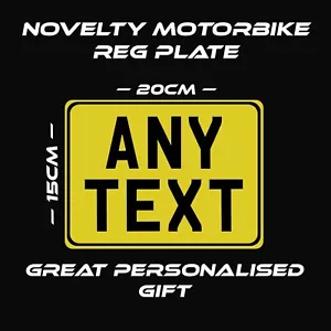 NOVELTY PERSONALISED MOTORBIKE NUMBER PLATES GREAT GIFT CHRISTMAS NAME PLAQUE - Picture 1 of 2