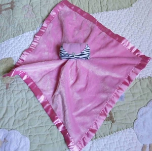 Baby Essential Zebra Clutch Purse Pink Satin Girl Security Blanket Lovey Rattle - Picture 1 of 4