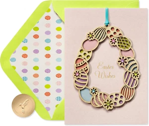 Easter Card with Wooden Egg Ornament (Blessings of Family and Friends) - Picture 1 of 6