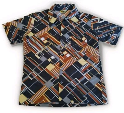 Camisa Discoteca Triumph of California Años 70 De Colección L Botones Geométricos Ojo de Gato Usada en Excelente Condición Foto 1 de 4