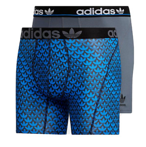 adidas Originals Trefoil Boxer Briefs Mens XL Fitted 6 Inch 2 Pack Blue Gray