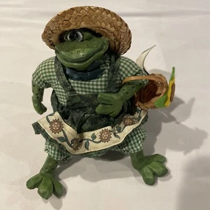 RUSS Berrie "Mrs. Mud Hopper" The Country Folks Sunflower Shelf Sitter Frog - Picture 1 of 2