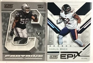 Khalil Mack LOT (2): 2018 Score CAPTAINS #23 & 2019 Score Epix SEASON #ES-2 - Picture 1 of 12