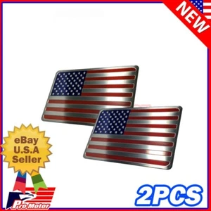 2 x USA Flag American Truck Fender Tailgate Hood Decal Metal Emblem Badge - Picture 1 of 2