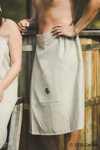 Sauna Skirt 75% Linen Wrap Kilt Apron 75x145 cm Men Towel Bath SPA Absorbent - Picture 1 of 6