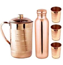 100% Pure Copper Water Jug Pitcher Tumbler Glass Bottle Cup - Express Service