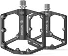Road/Mountain Bike Pedals - 3 Bearings Bicycle Pedals - 9/16” CNC Machined Flat 