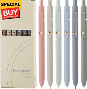 Gel Pens, 6 Pcs 0.5mm Quick Dry Black Ink Pens Fine Point Smooth Writing Pens, C - Picture 1 of 8
