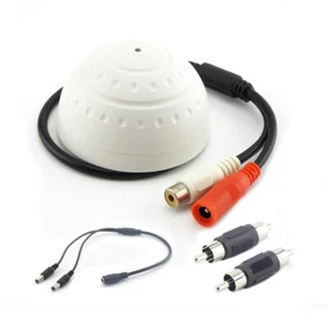 CCTV Pickup Microphone Audio Sound DC Power Splitter Cable RCA Male Connector - Afbeelding 1 van 7