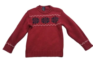 GAP Boys Christmas Holiday Sweater Small Red Snowflakes Vintage (5-6) - Picture 1 of 6