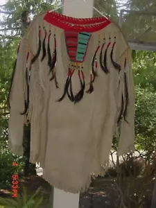VINTAGE SIOUX PLAINS INDIAN HIDE WAR SHIRT TRADITIONAL DESIGN REPODUCTION - Picture 1 of 11