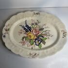 Booths Silicone China Flowers England 17 inch Serving Platter Red Blue Yellow