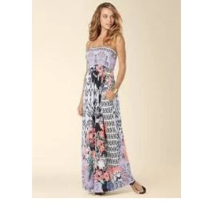 Soma Floral Maxi Dress XS Sleeveless Smocked Waist Sundress Removable Straps - Picture 1 of 5