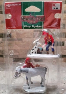 Figurina villaggio Lemax Coventry Cove 2006 TENDERE I RAGAZZI pompieri cane cavallo - Foto 1 di 12